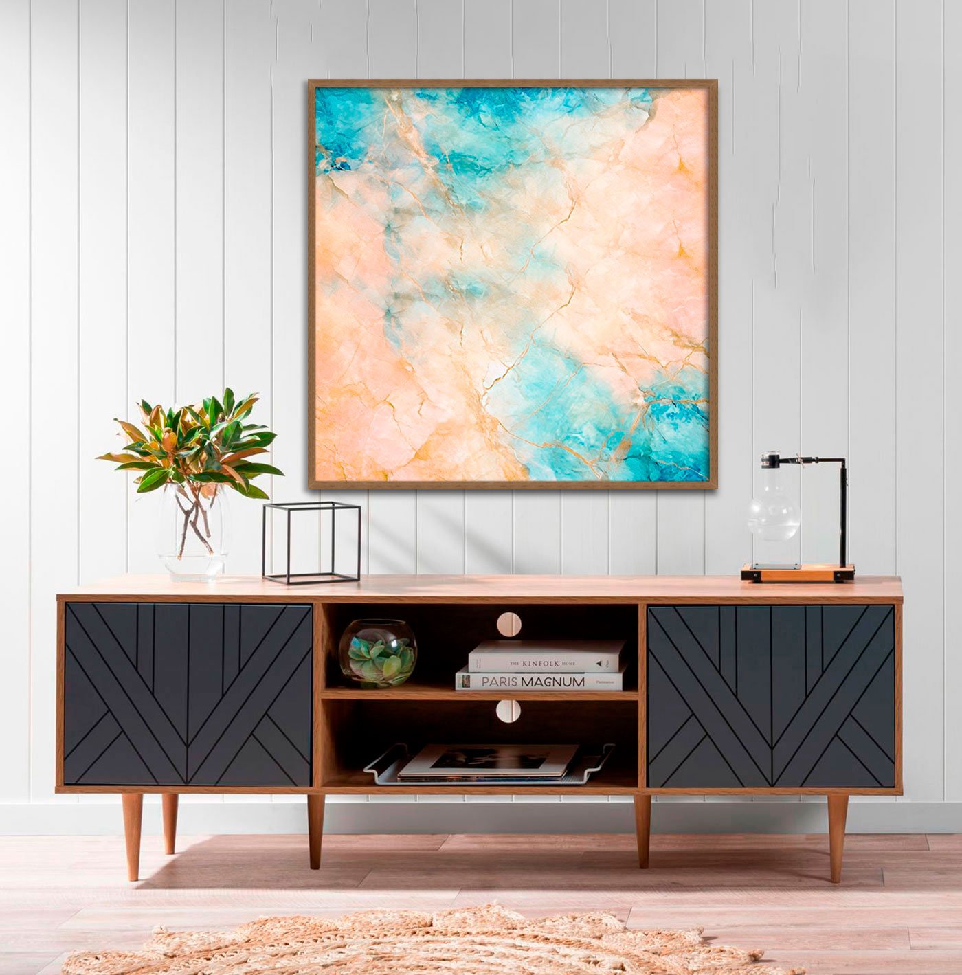 Quadro Mármore de Luxo Abstrato Tons Suaves e Elegantes com Moldura e Vidro Quadro Mármore de Luxo Abstrato Tons Suaves e Elegantes com Moldura e Vidro