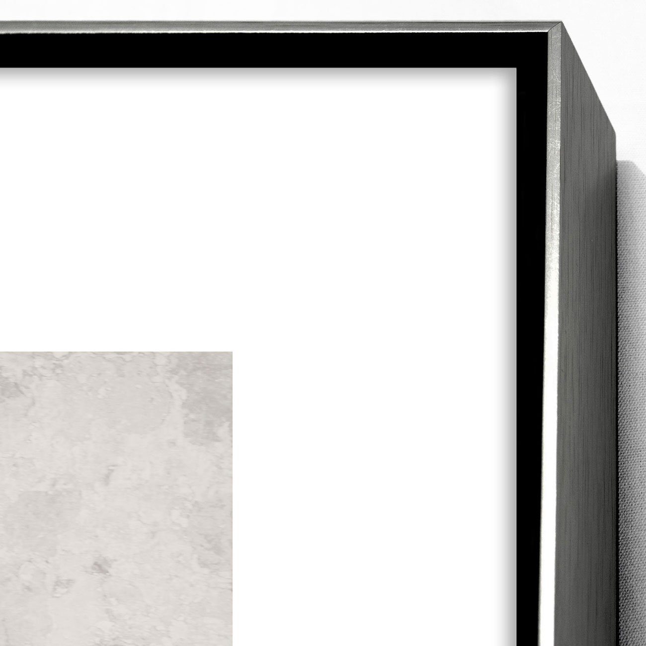Quadro Moderno com Arte Abstrata e Moldura Prata Envelhecida 70x90 cm