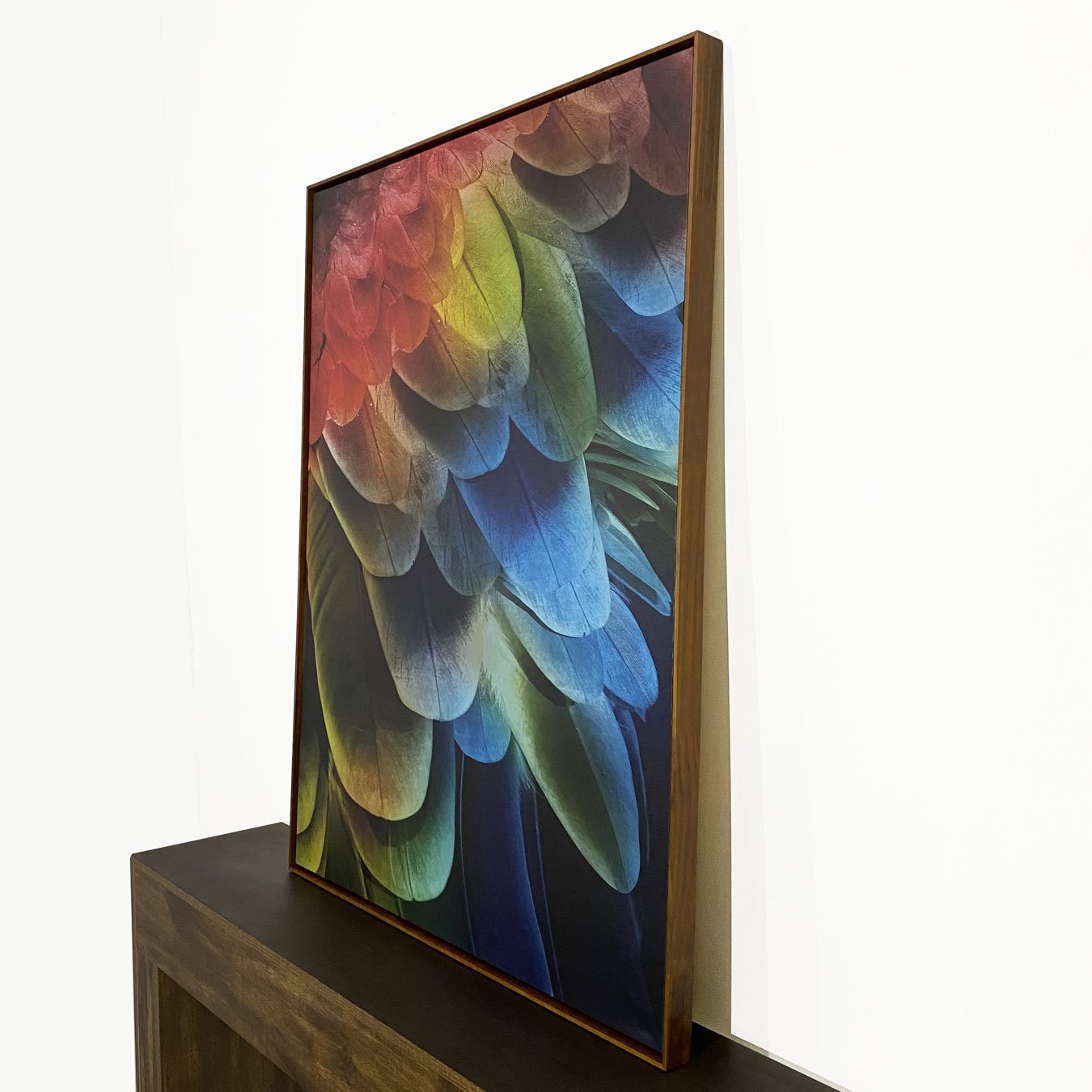 Quadro Tela Canvas Arte Abstrata Penas de Arara Colorida Sofisticada 90x120 CM