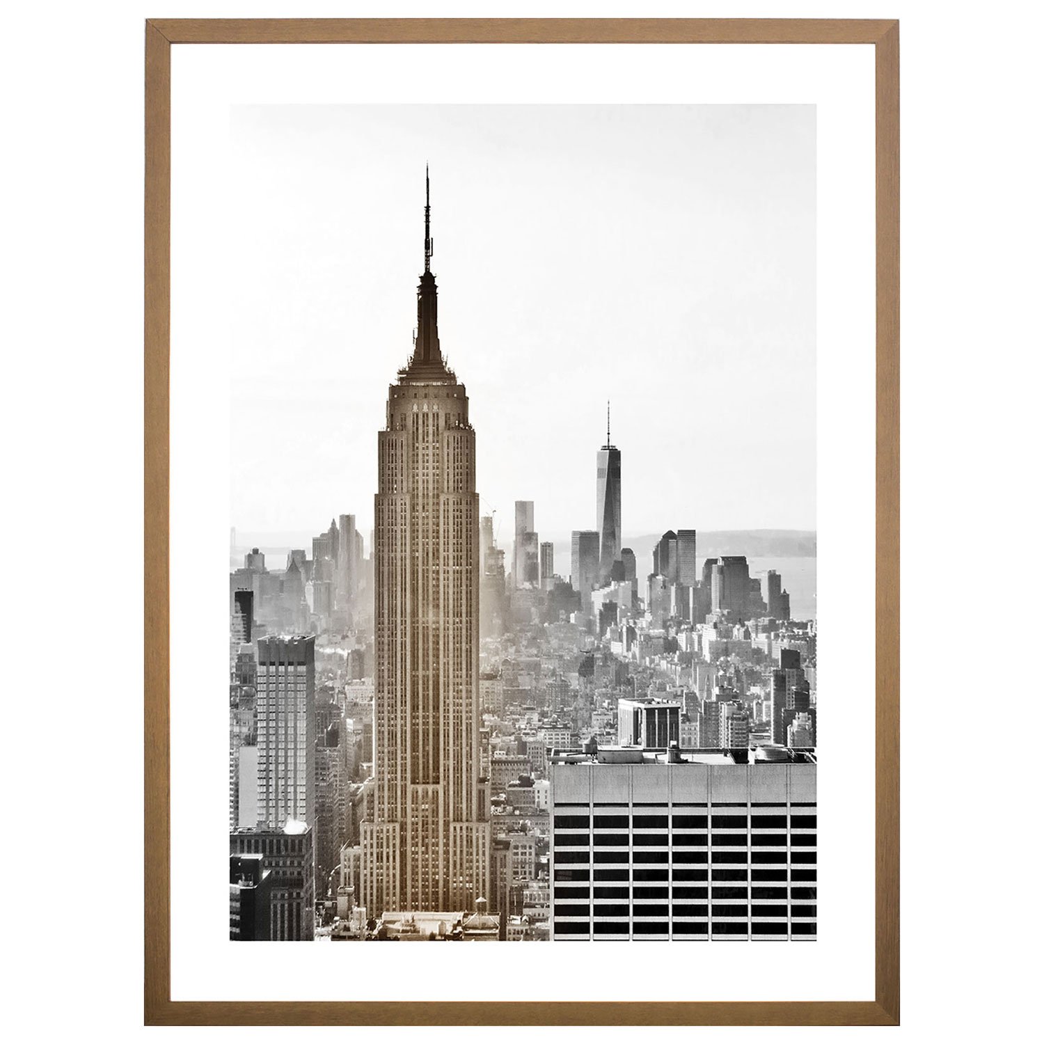 Quadro Urbano com Moldura Natural Empire State 60x80 cm - Decore