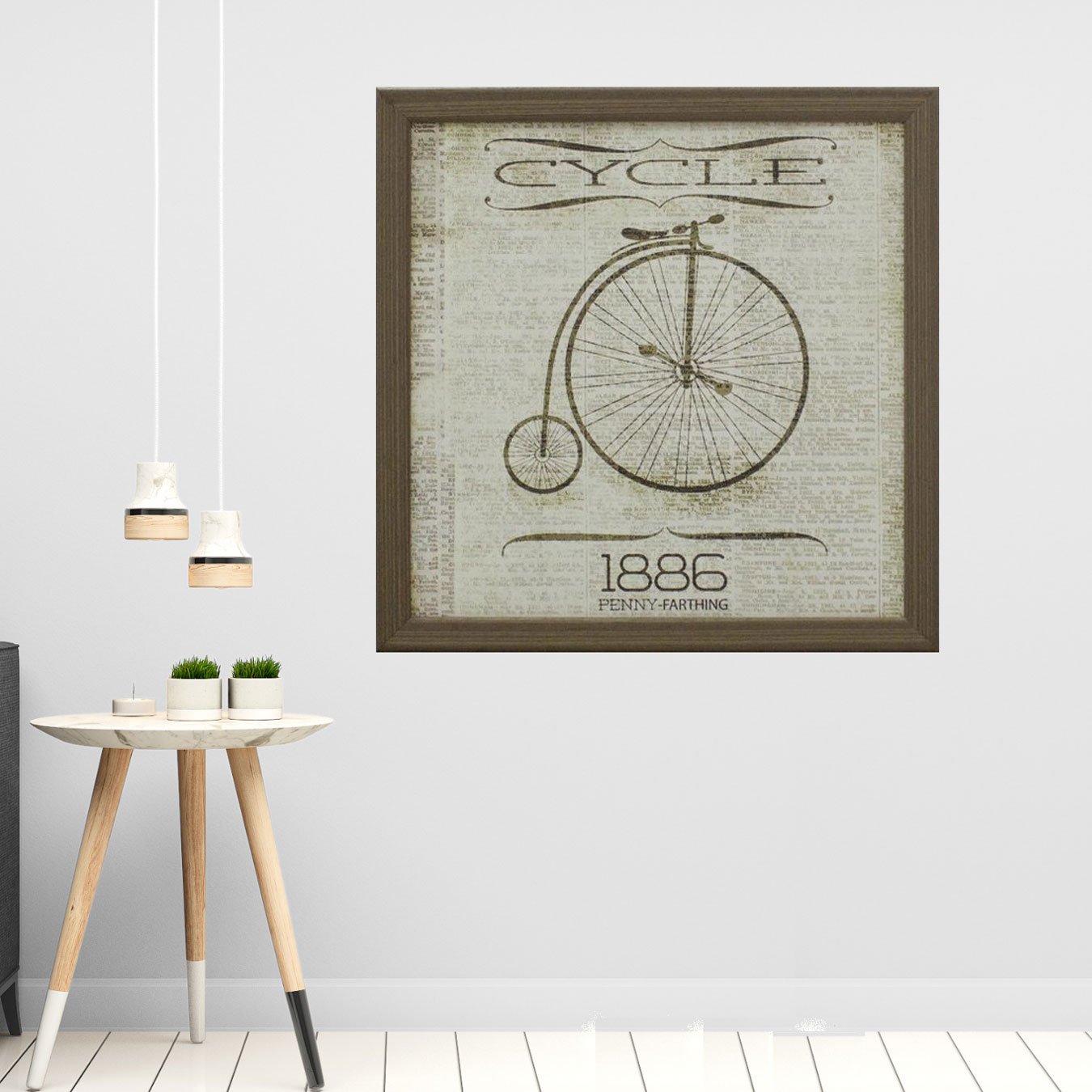 Quadro Vintage Decorativo Bicicleta de 1886 Panny-Farthing 30x30cm