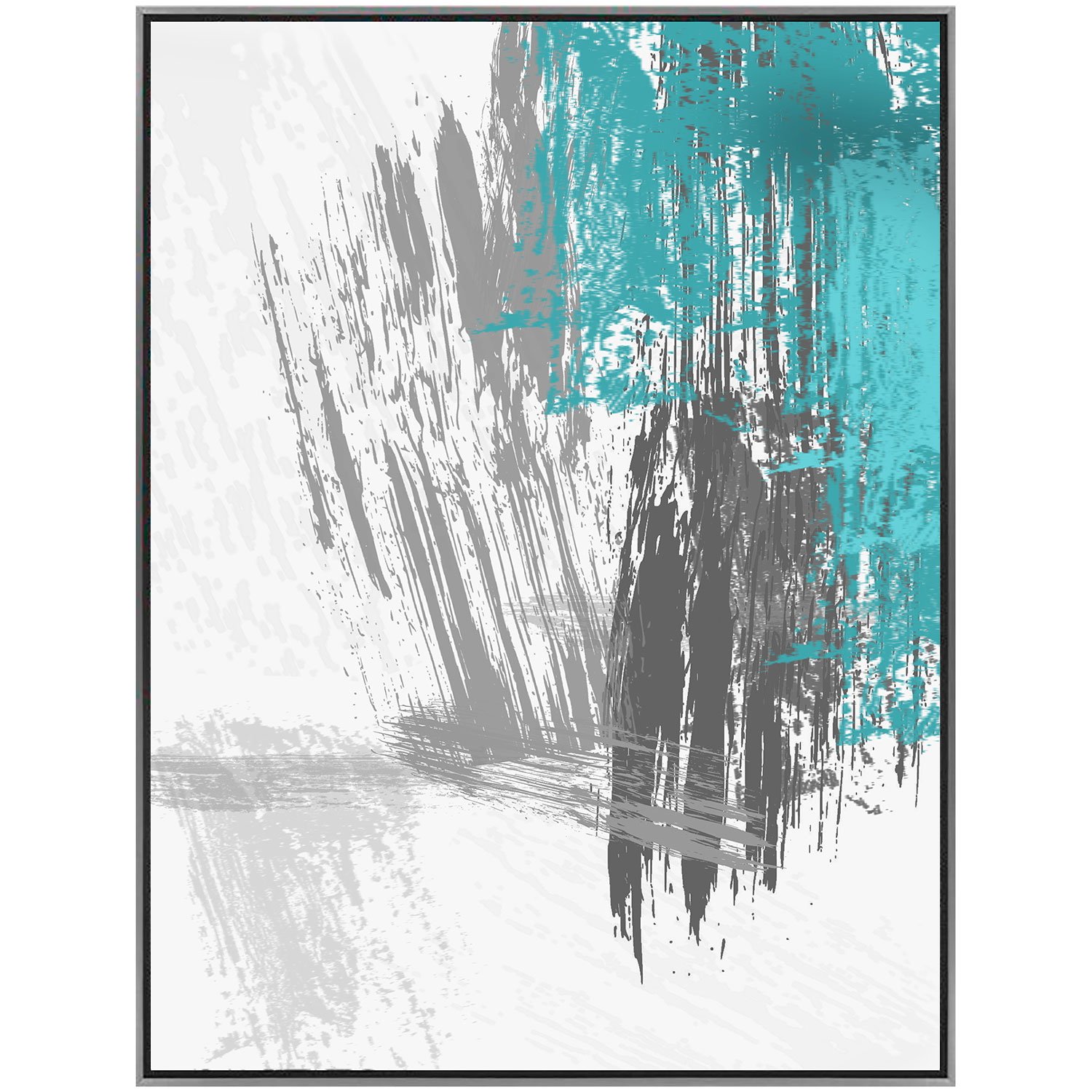 Tela Canvas com Moldura Prata Desenho Abstrato 90x120 cm