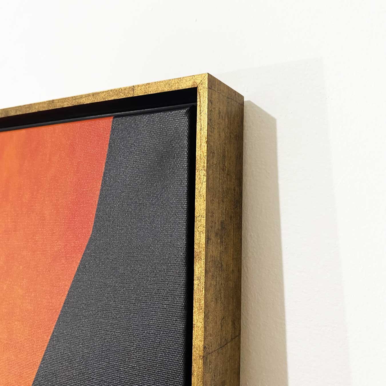 Tela Decorativa: Arte Abstrata Geométrica Colorida, Moldura Dourada - Estilo Moderno