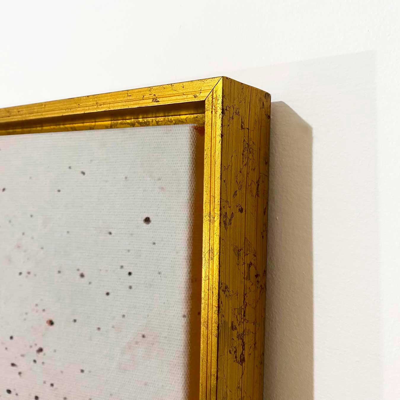 Tela em Canvas com Moldura Dourada: Arte Abstrata Cores Vibrantes - Decoração Sofisticada