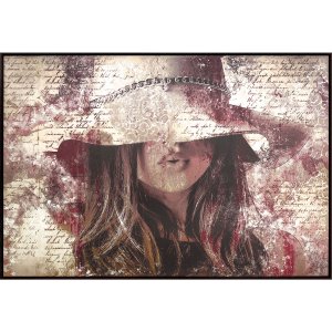 Quadro Tela Arte Moderna Mulher em Fundo Abstrato 150x100cm Quadro Tela Arte Moderna Mulher em Fundo Abstrato 150x100cm