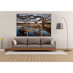 Conjunto de Quadros Telas Decorativas Paisagem Natureza Árvore Kit com 8 Quadros