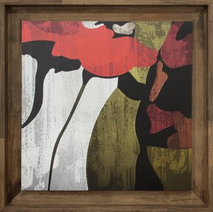 Quadro Decorativo Grande Tela Floral com Moldura Rústica 90x90cm