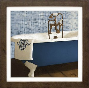 Quadro Decorativo Banheira Azul e Branca 35x35cm Quadro Decorativo Banheira Azul e Branca 35x35cm