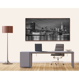Quadro Tela Decorativa Ponte do Brooklyn com Moldura na Cor Mel 140x70cm