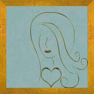 Quadro com Moldura Dourada Silhueta Mulher e Coração 30x30cm Quadro com Moldura Dourada Silhueta Mulher e Coração 30x30cm