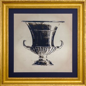 Quadro com Moldura Alto Padrão Dourada Ilustração Ânfora II 80x80cm Quadro com Moldura Alto Padrão Dourada Ilustração Ânfora II 80x80cm