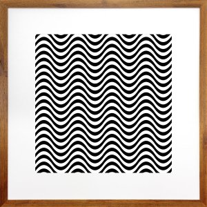 Quadro Decorativo com Moldura Rústica Geométrico Ondas 70x70cm