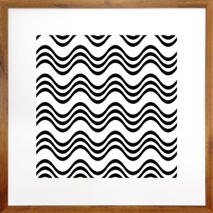 Quadro Decorativo com Moldura Rústica em Preto e Branco Ondas 70x70cm