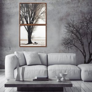 Conjunto de Quadros Telas Decorativas Paisagem de Inverno Kit com 2 Quadros de 50x40cm
