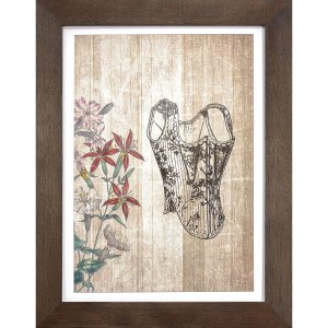 Quadro Pequeno com Moldura Rústica Flores e Parte de Vestuário 25x35cm Quadro Pequeno com Moldura Rústica Flores e Parte de Vestuário 25x35cm