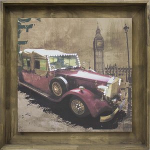 Quadro Decorativo com Strass Carro Antigo Vermelho Impressão Digital em Tela 80x80cm Quadro Decorativo com Strass Carro Antigo Vermelho Impressão Digital em Tela 80x80cm