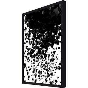 Quadro Decorativo com Moldura Preta Arte Abstrata em Preto e Branco