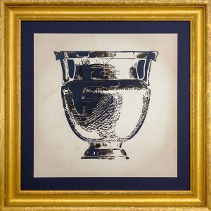 Quadro com Moldura Alto Padrão Dourada Ilustração Ânfora 80x80cm Quadro com Moldura Alto Padrão Dourada Ilustração Ânfora 80x80cm