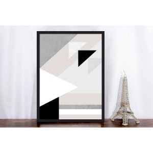 Quadro Geométrico com Moldura Preta Decorativo Arte Colorida - Escolha o Tamanho