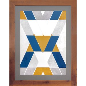 Quadro Abstrato Decor Amarelo, Azul e Cinza com Moldura Rústica 70x90cm Quadro Abstrato Decor Amarelo, Azul e Cinza com Moldura Rústica 70x90cm