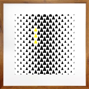 Quadro Decorativo com Moldura Rústica Arte Geométrica Triângulos 70x70cm