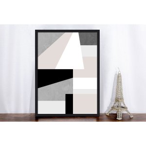 Quadro Geométrico com Moldura Preta Decorativo Arte Colorida II - Escolha o Tamanho