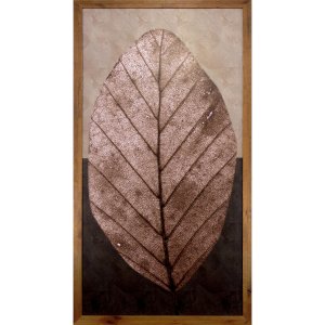 Quadro Decorativo Rústico Folha Marrom em Tom Envelhecido 50x100cm