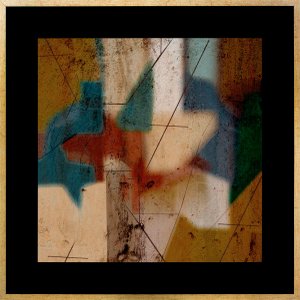 Quadro Decorativo com Moldura Dourada Abstrato Colorido I 90x90cm