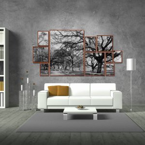 Conjunto de Quadros Telas Decorativas Paisagem Parque Kit com 10 Quadros