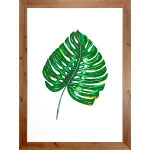 Quadro Decorativo com Moldura Rústica Folha Verde Minimalista 80x110cm Quadro Decorativo com Moldura Rústica Folha Verde Minimalista 80x110cm