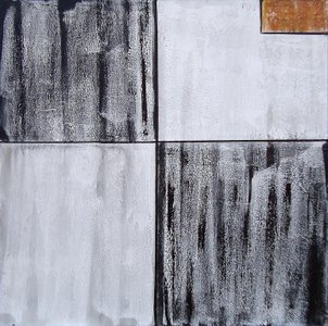 Quadro Abstrato Black and White Pintura em Tela 100x100cm Quadro Abstrato Black and White Pintura em Tela 100x100cm