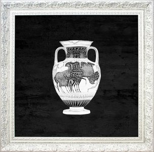 Quadro Decorativo com Moldura Prata Ânfora 100x100cm Quadro Decorativo com Moldura Prata Ânfora 100x100cm