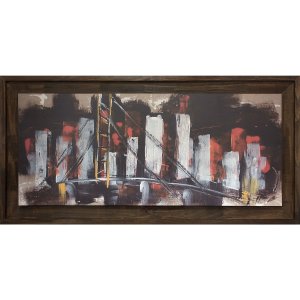 Quadro Tela com Moldura Rústica Ponte Abstrata 160x80cm Quadro Tela com Moldura Rústica Ponte Abstrata 160x80cm