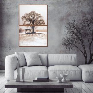 Conjunto de Quadros Telas Decorativas Paisagem de Campo Kit com 2 Quadros de 70x50cm