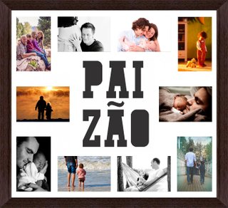 Quadro Painel de Fotos 60x60cm PAIZÃO Branco e Marrom para 10 Fotos 10x15cm Quadro Painel de Fotos 60x60cm PAIZÃO Branco e Marrom para 10 Fotos 10x15cm