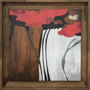 Quadro Decorativo Rústico Tela Floral com Moldura 90x90cm