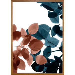 Quadro Decorativo Folhas Azuis e Marrons: Beleza Natural para sua Casa Quadro Decorativo Folhas Azuis e Marrons: Beleza Natural para sua Casa