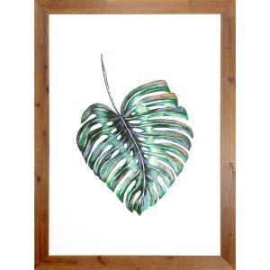 Quadro Decorativo Folha Verde Minimalista com Moldura Rústica 80x110cm Quadro Decorativo Folha Verde Minimalista com Moldura Rústica 80x110cm