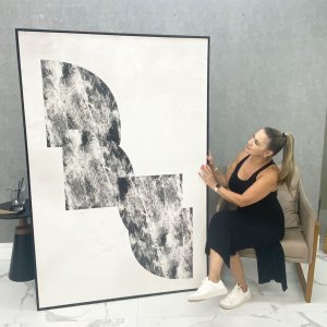 Canvas Abstrata com Moldura Preta Arte Moderna 120x180 cm