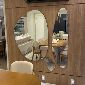 Conjunto de Espelhos Modernos com Borda Infinita em Base de MDF 140x160 cm