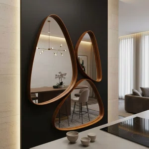 Conjunto de Espelhos Orgânicos Borda Avançada Design Moderno e Sofisticado