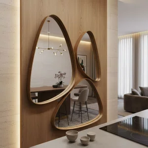 Conjunto de Espelhos Orgânicos Borda Avançada Design Moderno e Sofisticado