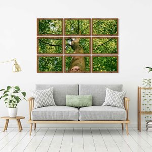 Conjunto de Quadros Árvore Verde Kit com 9 Quadros de 40x25 cm