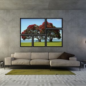 Conjunto de Quadros Árvores Praia Cornwallis Kit com 5 Quadros