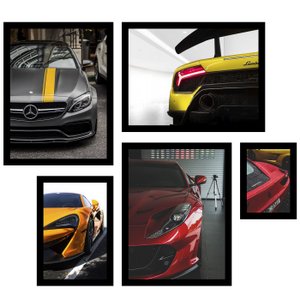 Conjunto de Quadros Carros Esportivos Kit com 5 Quadros Conjunto de Quadros Carros Esportivos Kit com 5 Quadros