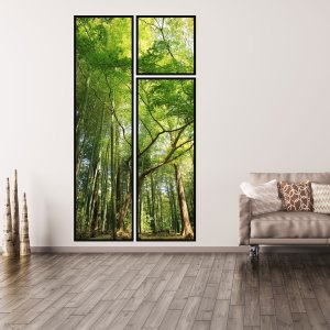 Conjunto de Quadros Floresta Verde Kit com 3 Quadros 110x200cm