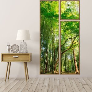 Conjunto de Quadros Paisagem Verde Floresta Kit com 3 Quadros 110x200 cm Conjunto de Quadros Paisagem Verde Floresta Kit com 3 Quadros 110x200 cm