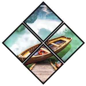 Conjunto de Quadros Losango Barco Kit com 4 Quadros 120x120cm Conjunto de Quadros Losango Barco Kit com 4 Quadros 120x120cm