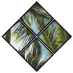 Conjunto de Quadros Losango Imagem de Palmeiras 120x120cm