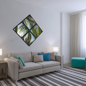 Conjunto de Quadros Losango Imagem de Palmeiras 120x120cm